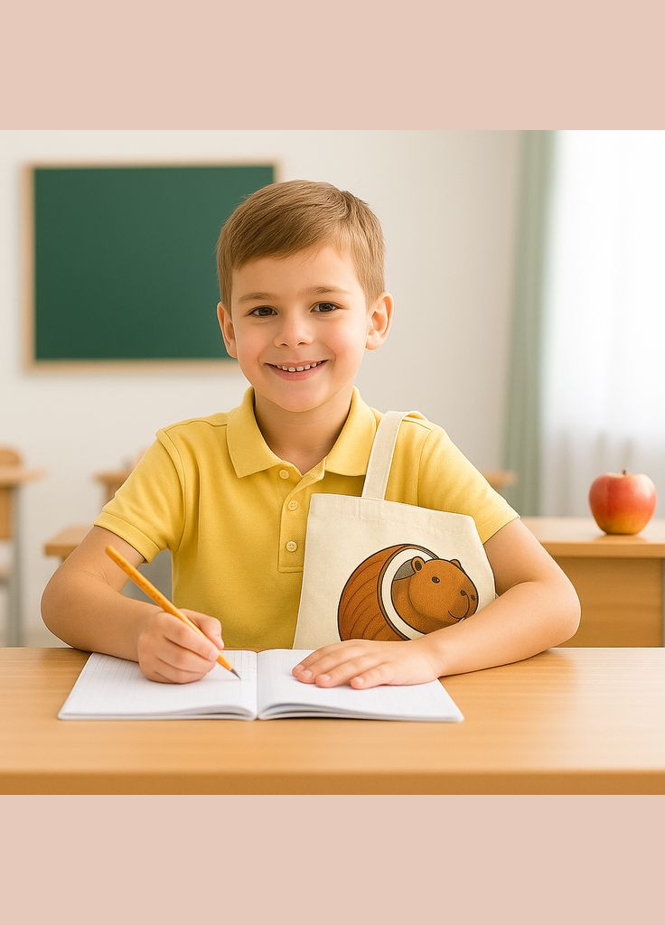 Шопер дитячий з принтом кокосо-капібарі — аксесуар для школи, відпочинку та прогулянок Італійський мем Shantou (335976871)