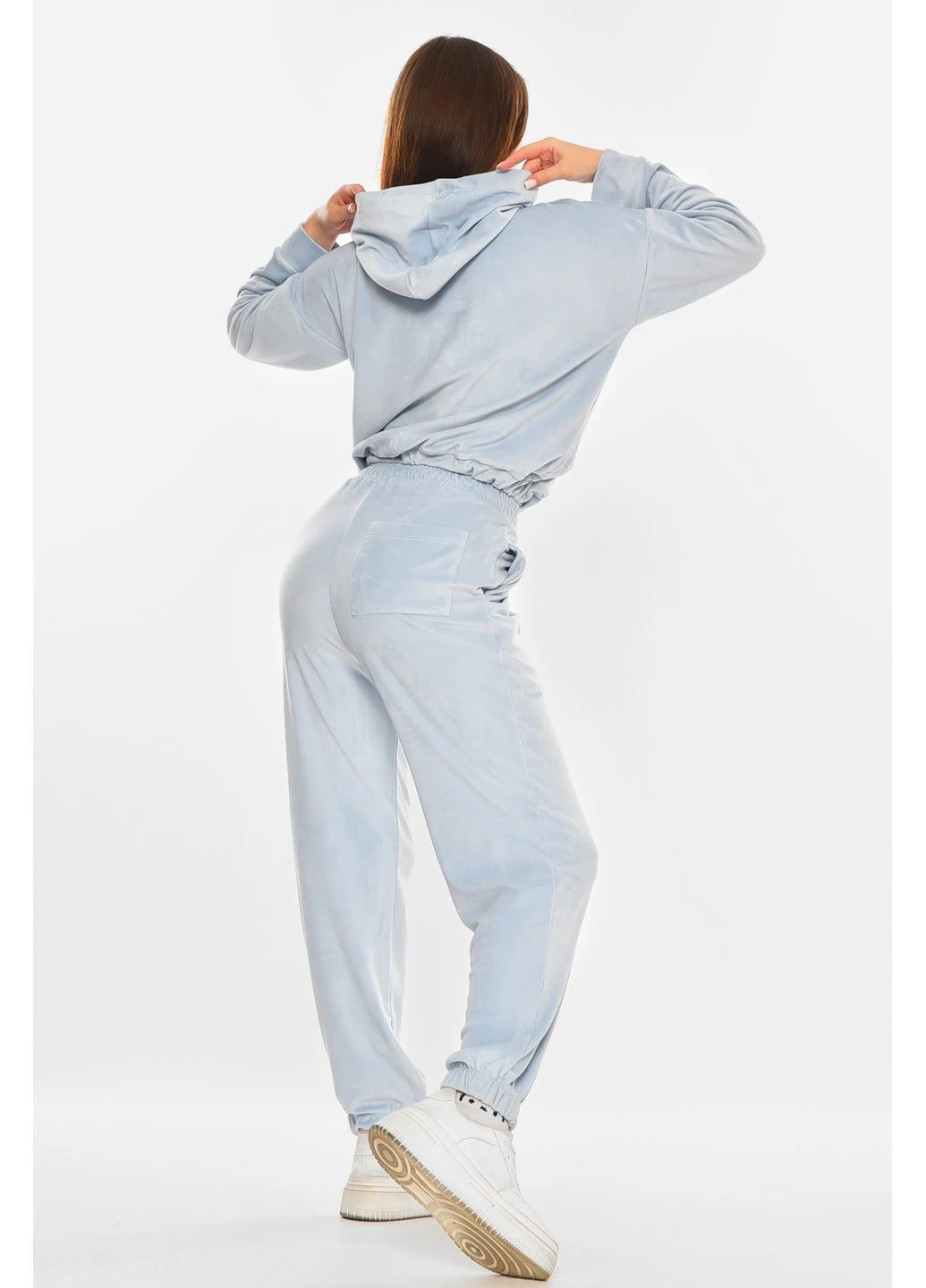 Костюм женский однотонный велюр голубого цвета Let's Shop (392666244)