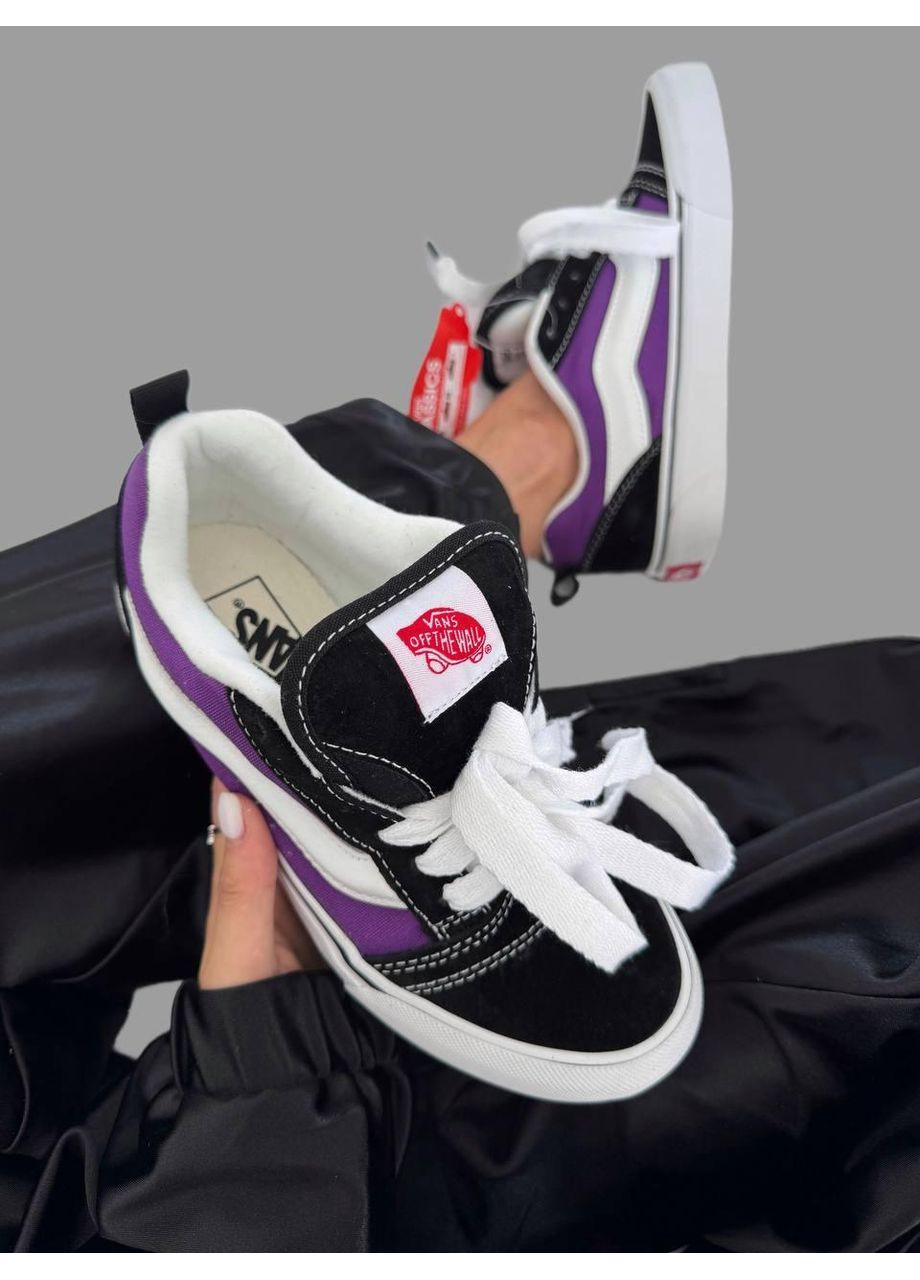 Черные демисезонные кеды мужские vans knu purple black / white ванс кну скул No Brand