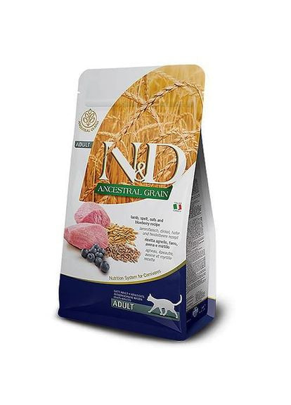 Низкозерновой сухой корм N&D, для взрослых кошек, ягненок с черникой, 5 кг Farmina (387658730)