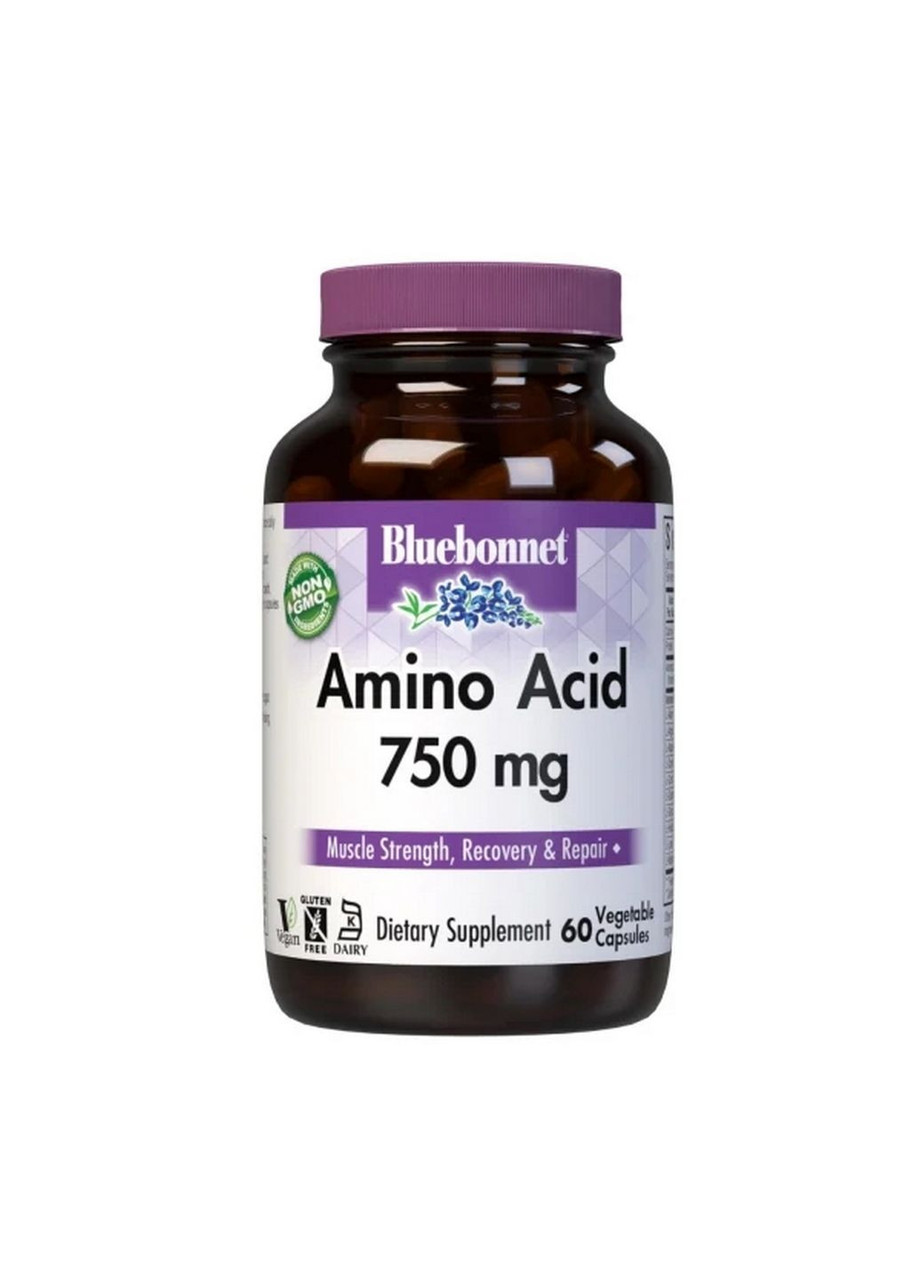 Аминокислота Amino Acid 750 mg, 60 капсул Bluebonnet Nutrition (293342889)