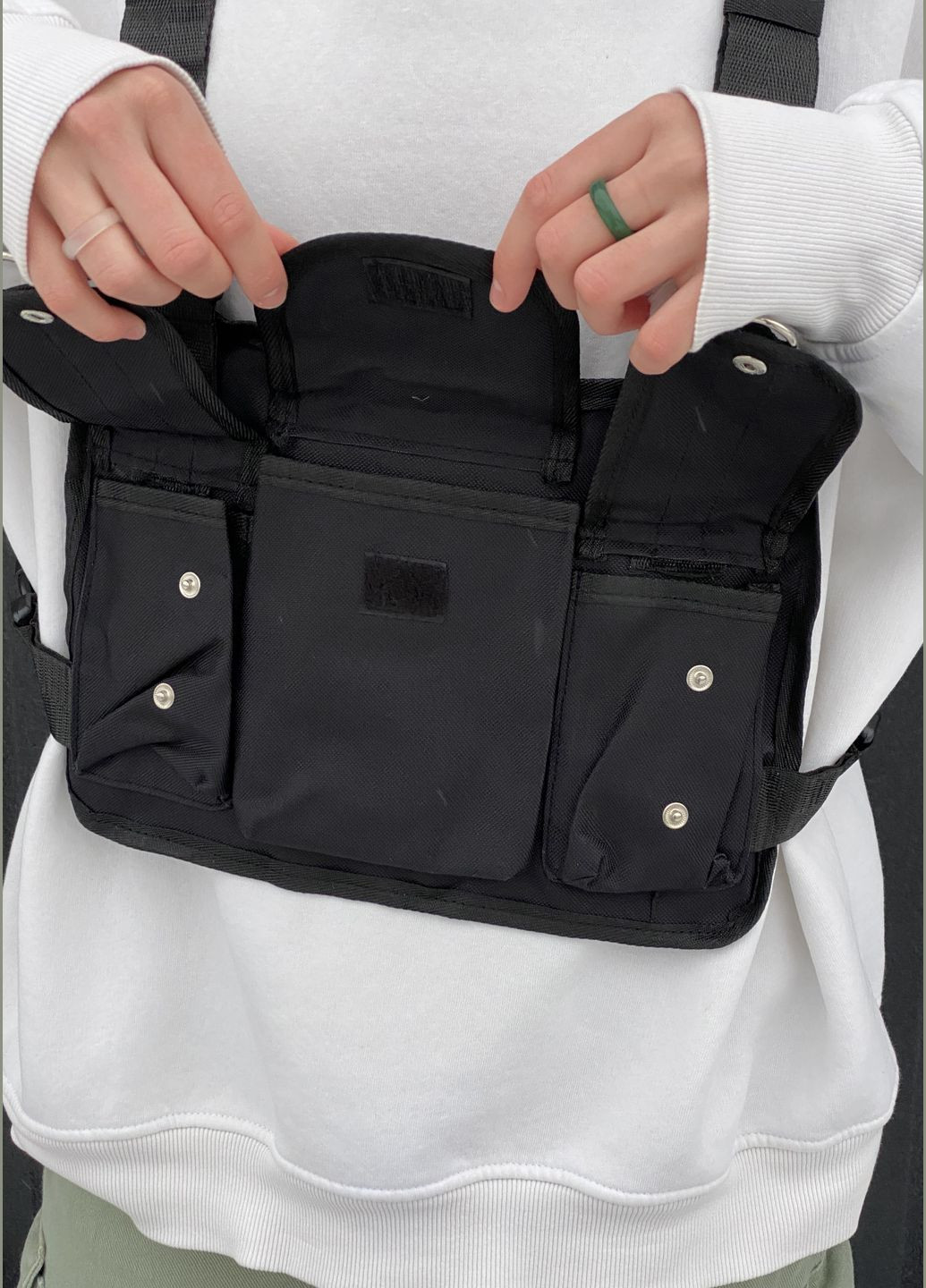 Нагрудная сумка HGUL+BAG бронежилет BD6409 черная No Brand (285764615)