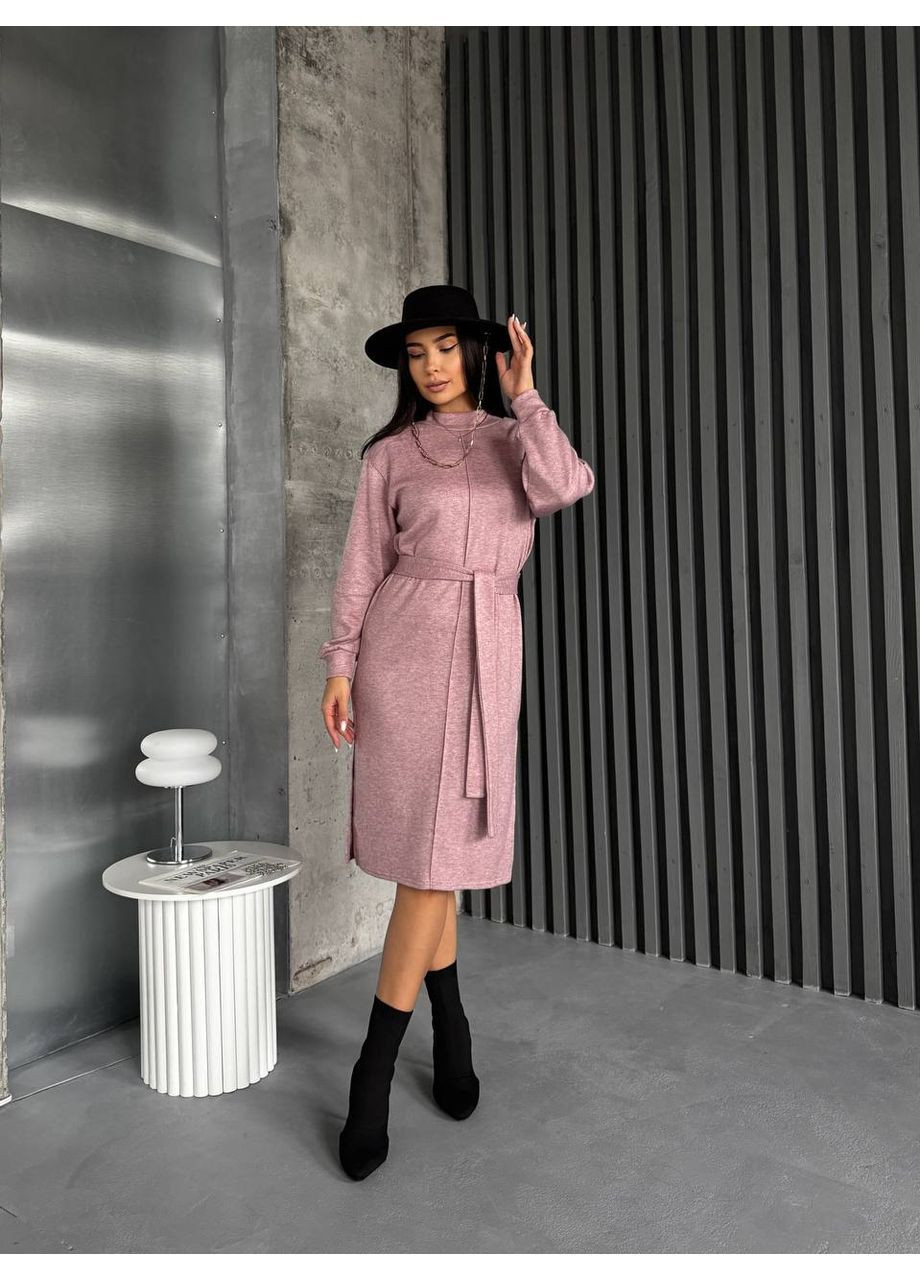 Пудровое повседневный, кэжуал платье No Brand однотонное