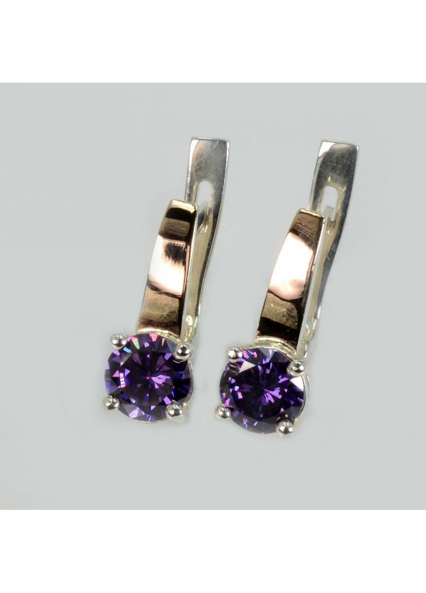 Срібні сережки з пластинами із золота Silver Style (367113176)