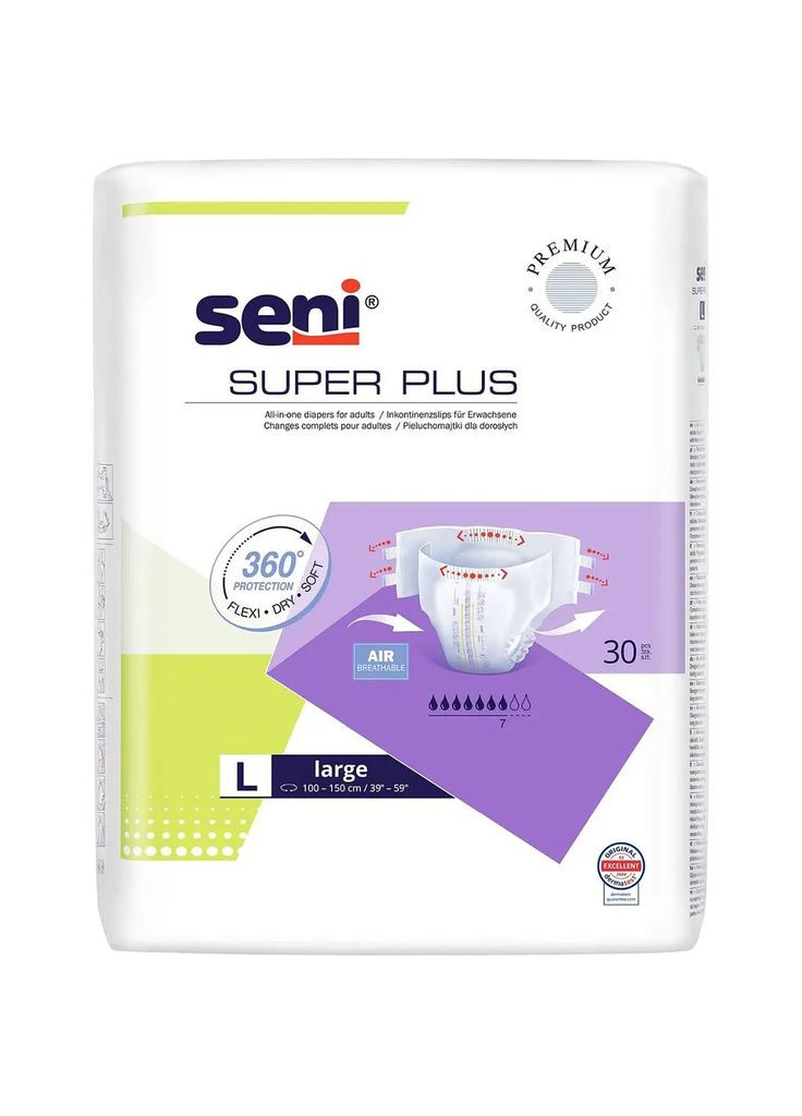 Підгузки для дорослих Super Plus Large 3, 30 шт. Seni SE-094-LA30-A02 (328447541)