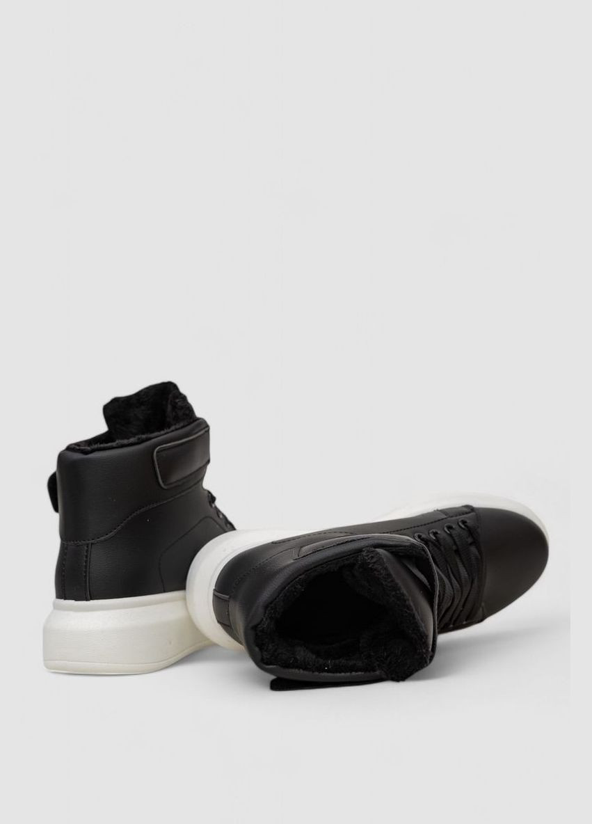 Кроссовки женские зимние на меху Ager 248RA2252 чёрно-белые демисезоны (338370526)