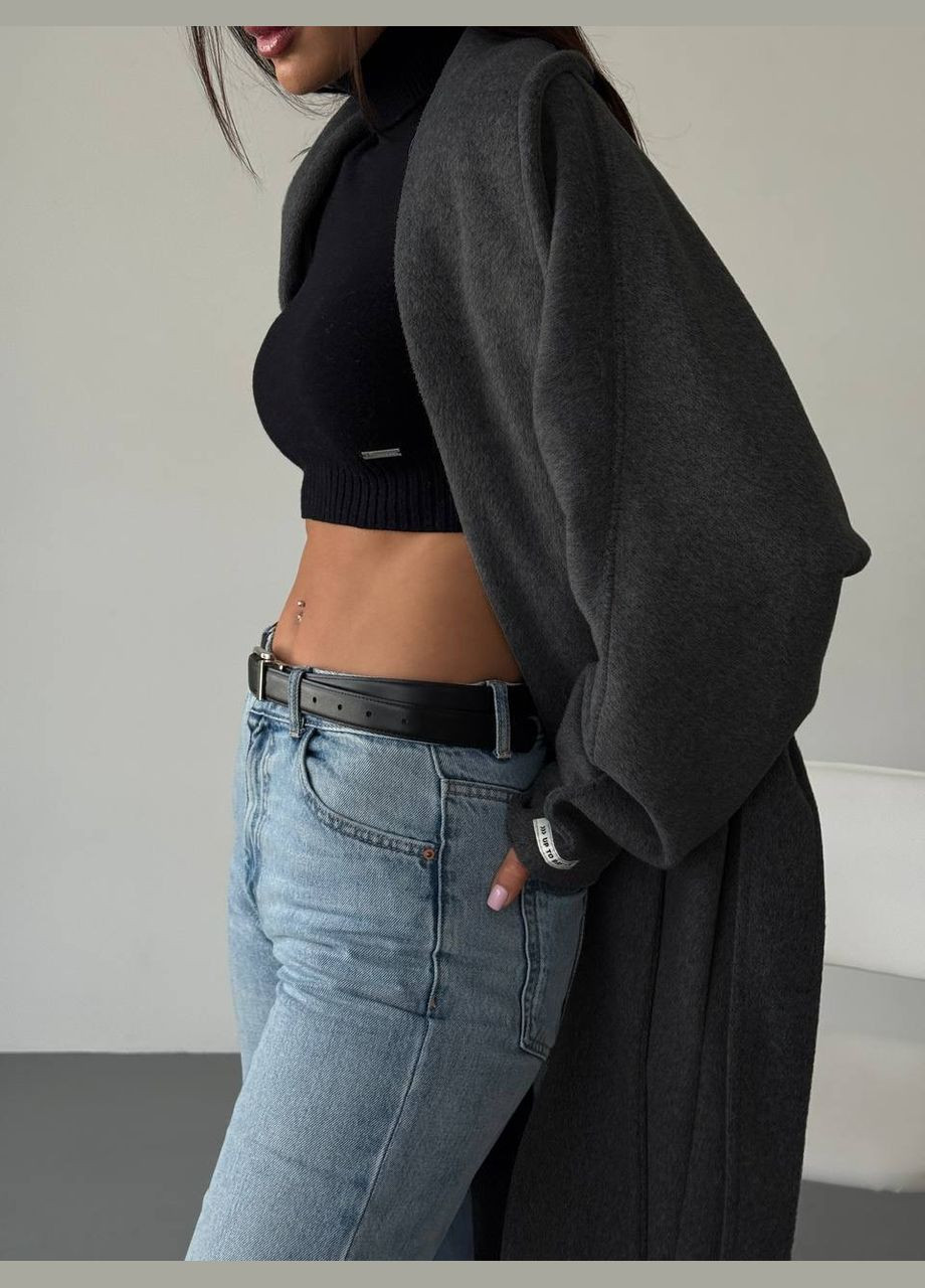 Графитовое демисезонное Легкое кашемировое пальто без подкладки. оверсайз Vakko