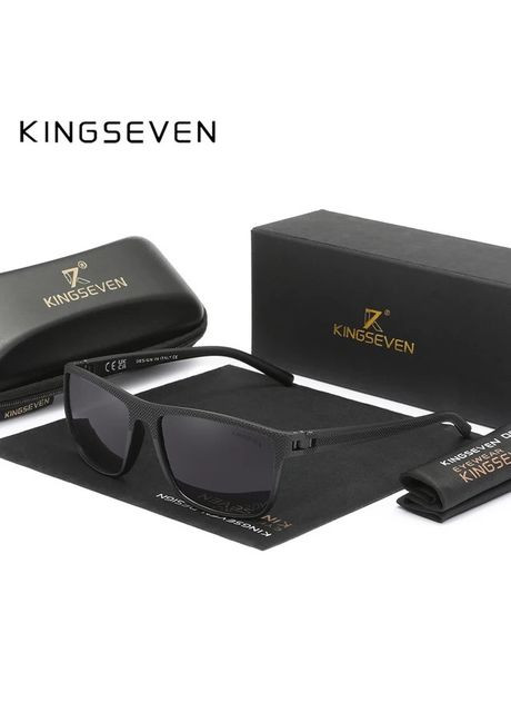 Мужские градиентные поляризационные солнцезащитные очки LC755 Black Gradient Gray KINGSEVEN (303401652)