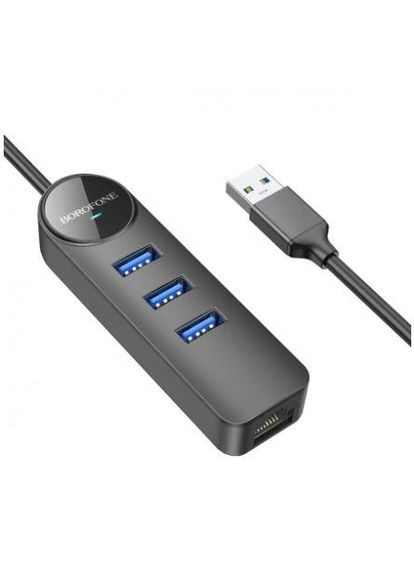 Конвертер адаптер USB на сетевой выход RJ-45 - DH6 Erudite 4-in-1 Gigabit Ethernet Adapter 120 см Borofone (293345347)