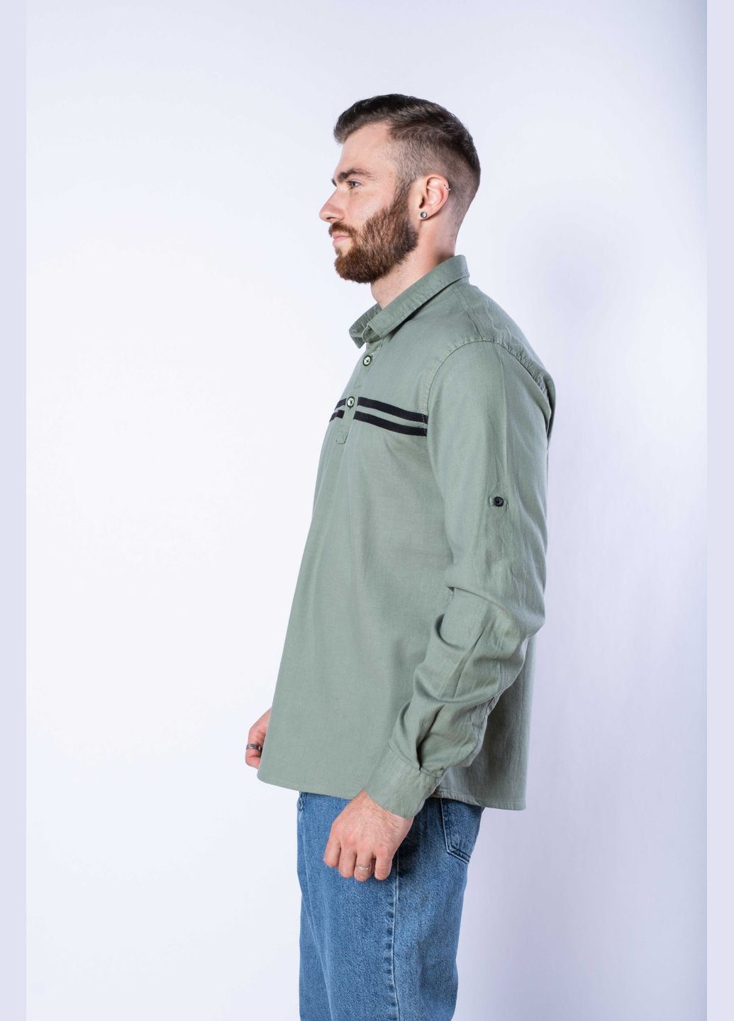 Сорочка з довгими рукавами в смужку (Оливковий) Time of Style (322069051)