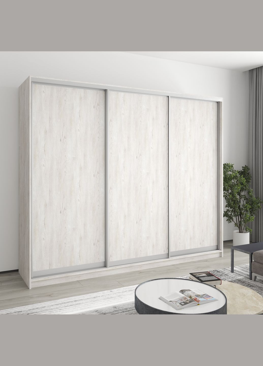 Шафа-купе тридверна Комбо AL 3ДСП 250x45x210 см Аляска сірий (MBS-3189) MebelStar (346289541)