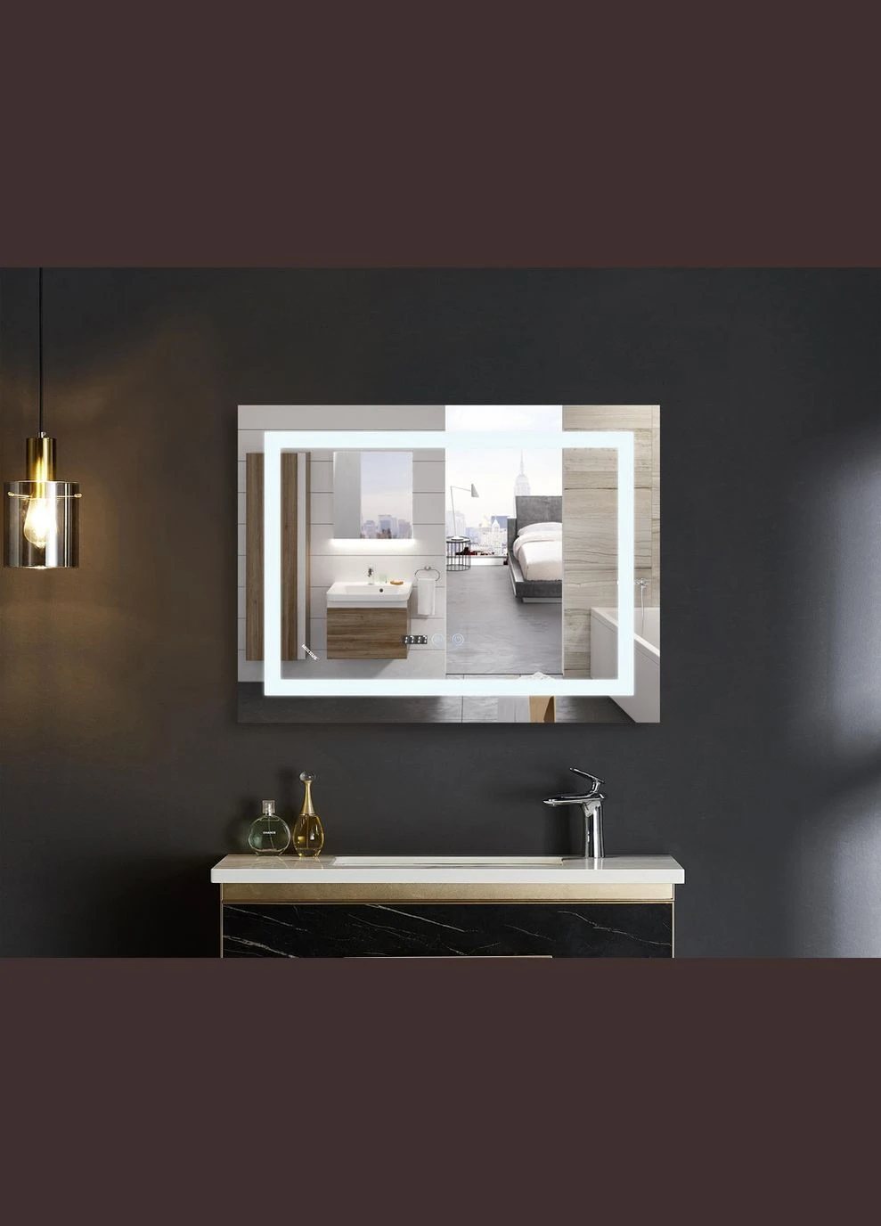 Дзеркало Warm MR02-100x70 з годинником, LED-підсвічуванням теплого світла та функцією антизапотівання (MI6002) Mixxus (399028011)