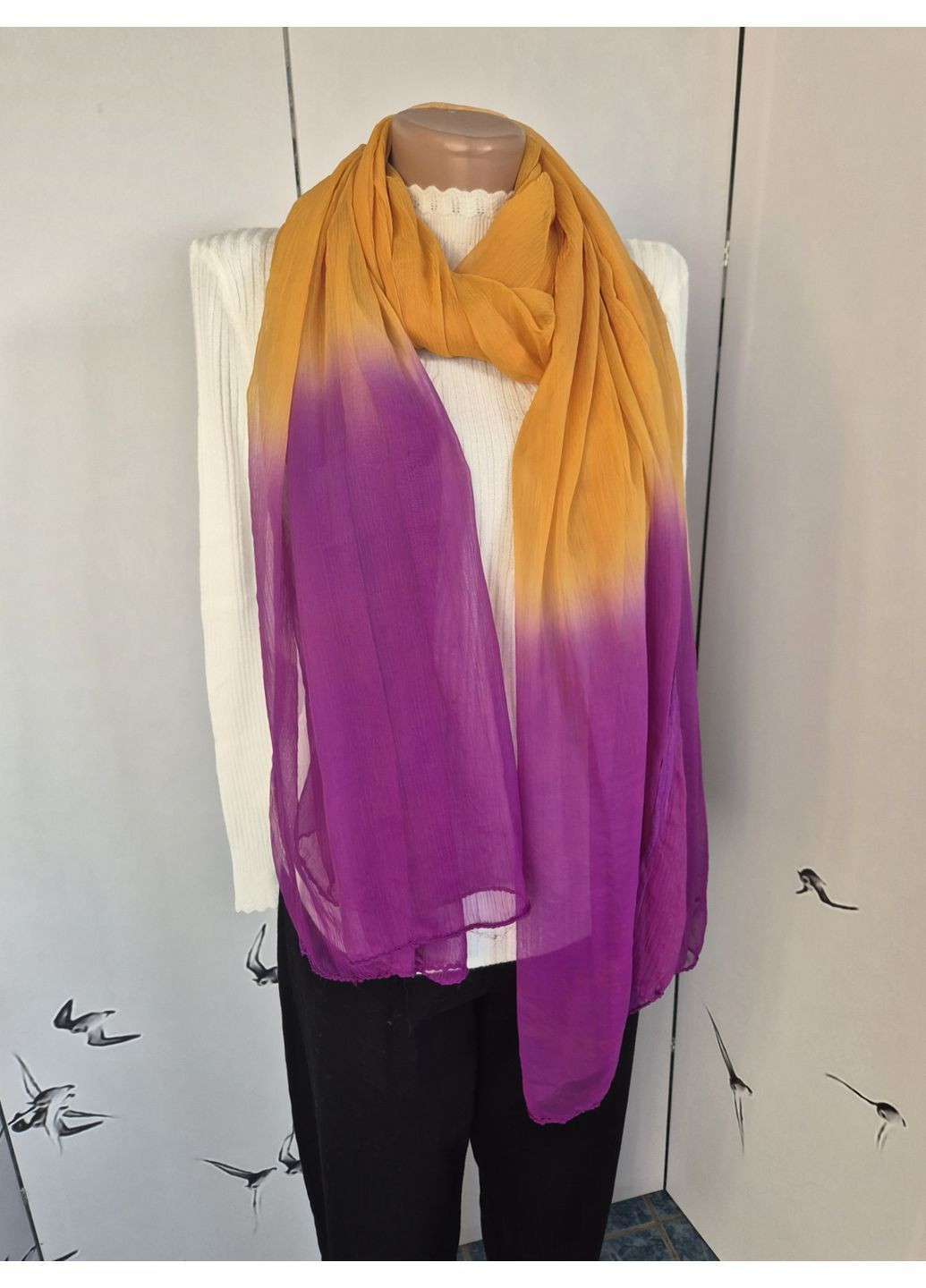 Шарф-палантин жіночий з градієнтним переходом літо-весна-осінь 200х97 см G&N (367047320)