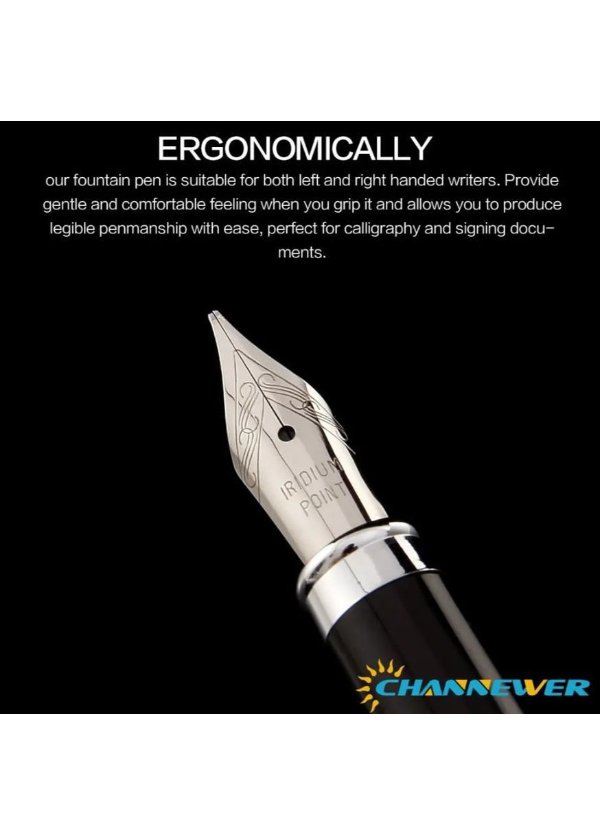 Ручка перова чорна з золотим візерунком для каліграфії та письма, металевий корпус, товщина письма 0.5 мм No Brand (362682327)