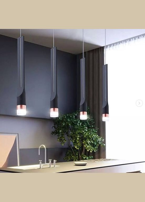 Люстра светодиодная подвесная LED светильник для квартиры на потолок лэд 26577 Черный 50-170х10х10 см. Sunnysky (364496432)