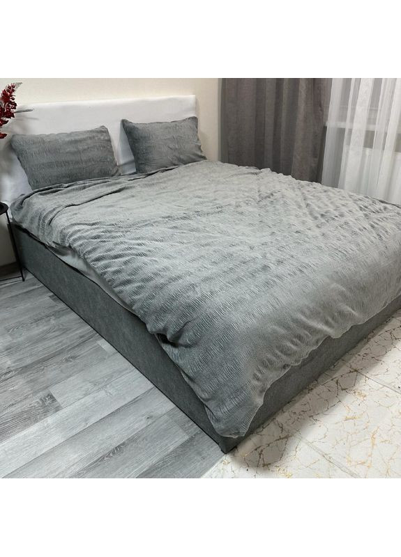 Постільна білизна "Luxury Жатка Велюр" (Євро). 200х230 см графітового кольору. No Brand (367912400)