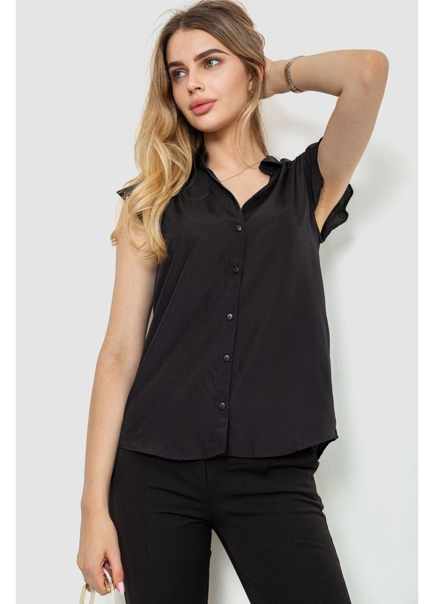 Чорна блуза однотонна, колір чорний, 244r192 Calliope