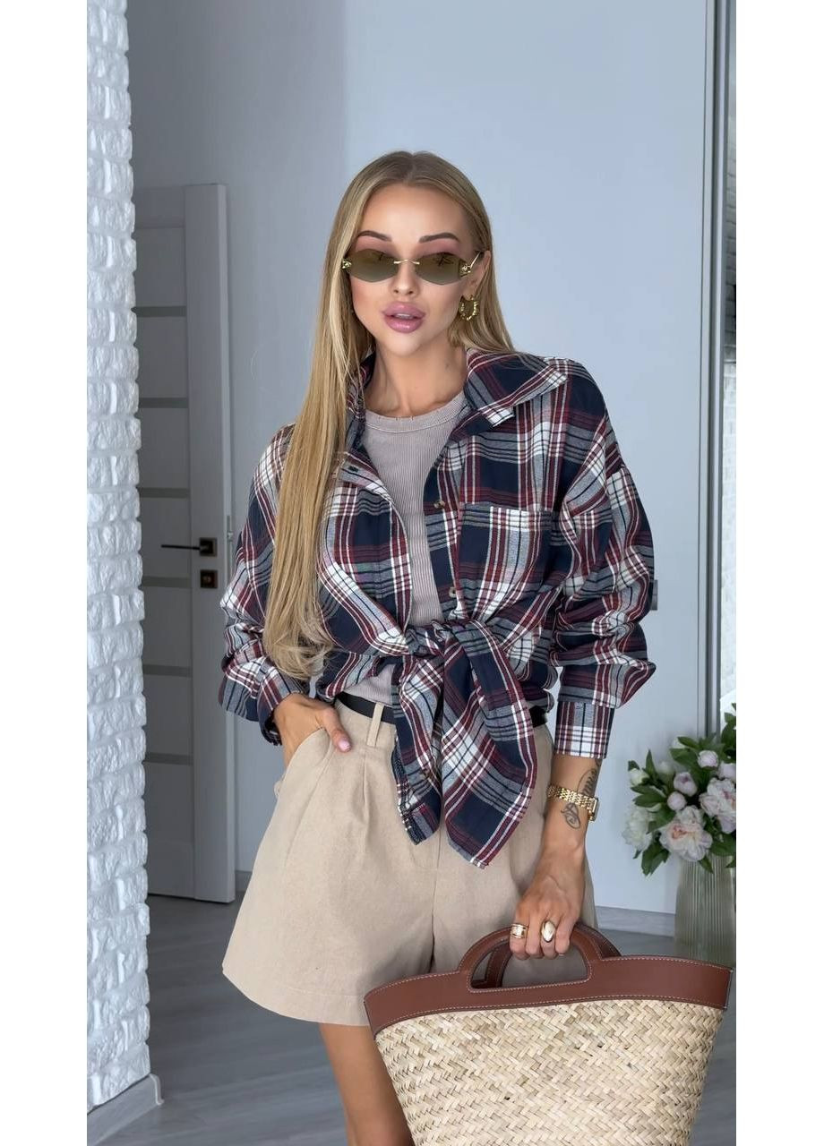 Жіноча сорочка оверсайз з фланелі MonCher (352709629)