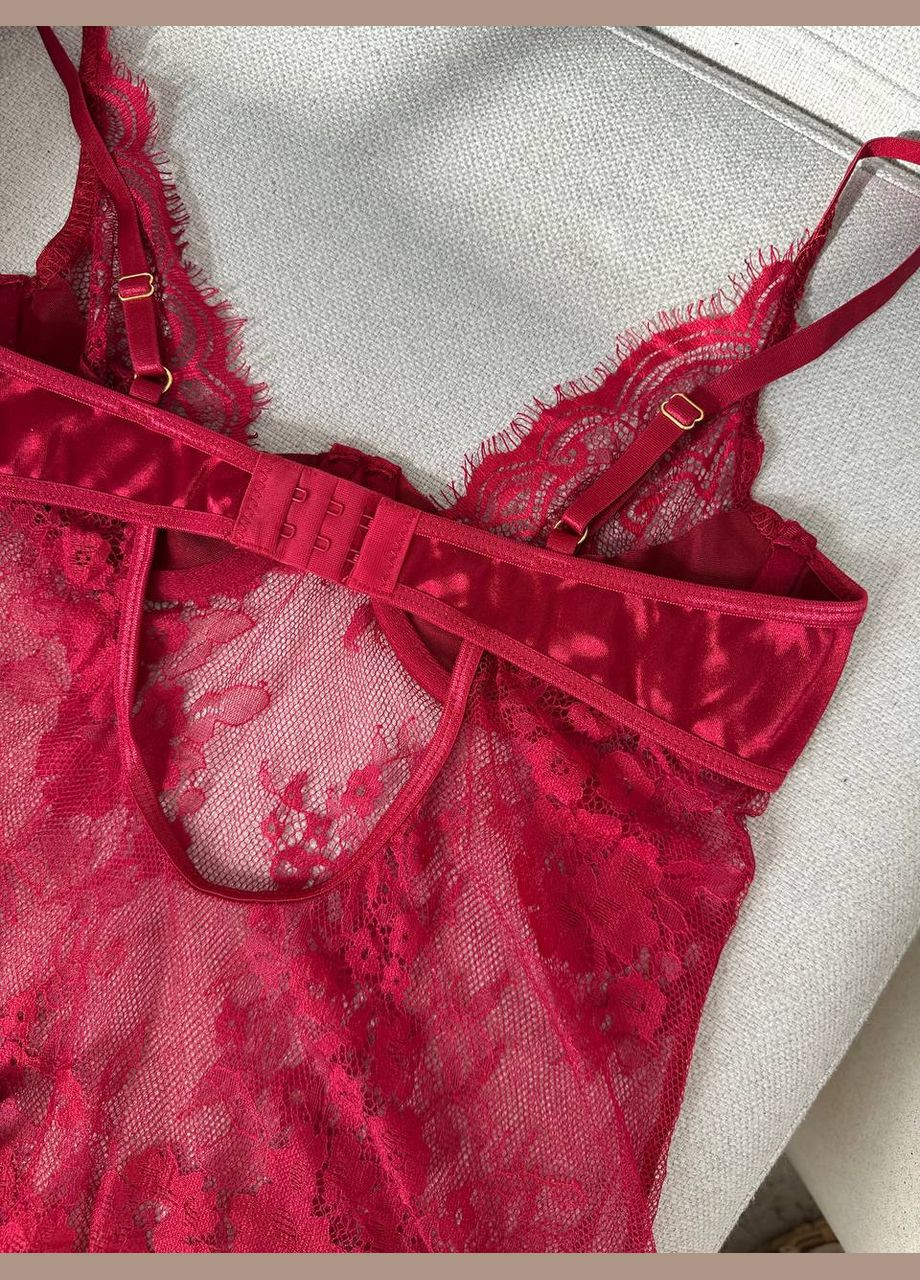 Пеньюар мереживний + трусики червоний No Brand (329369944)