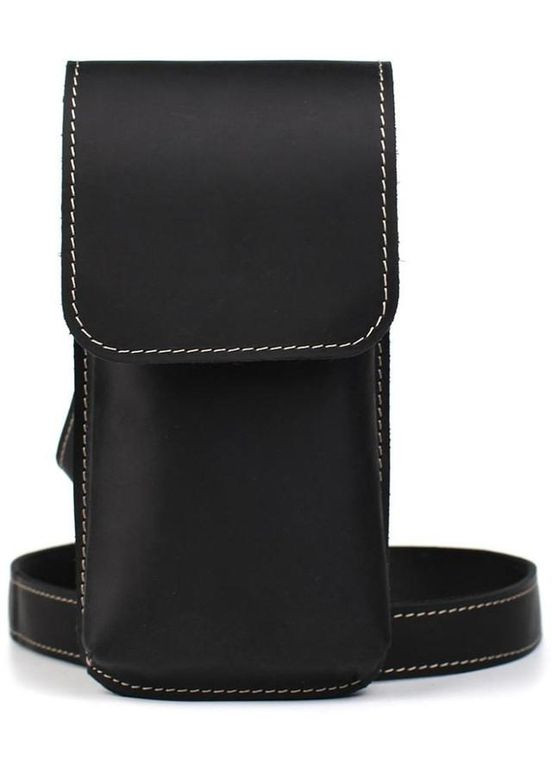 Сумка на пояс на ремень через плечо мужская из натуральной кожи маленькая Черный 35198 TARWA (333300002)