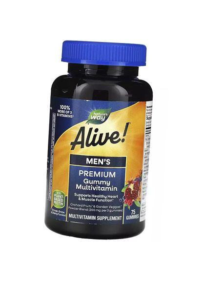 Витамины для мужчин, Alive! Men's Premium Gummy Multivitamin, 75таб Фруктовый (36344148) Nature's Way (361056088)