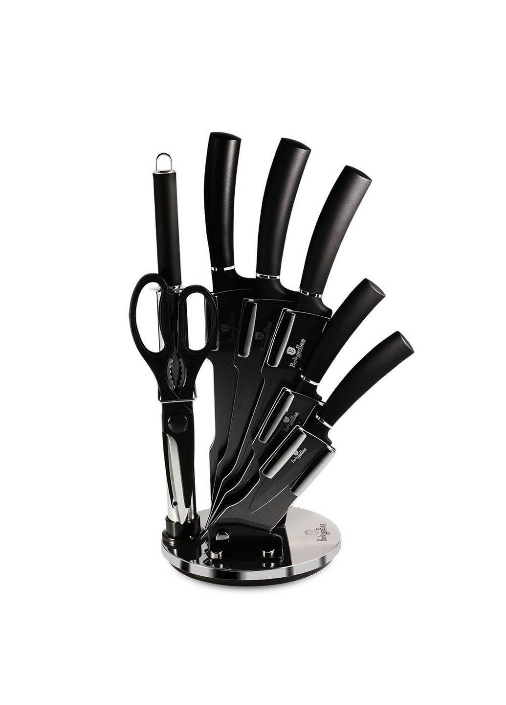 Набір ножів на підставці 8 предметів Black Silver Collection Berlinger Haus чорний,