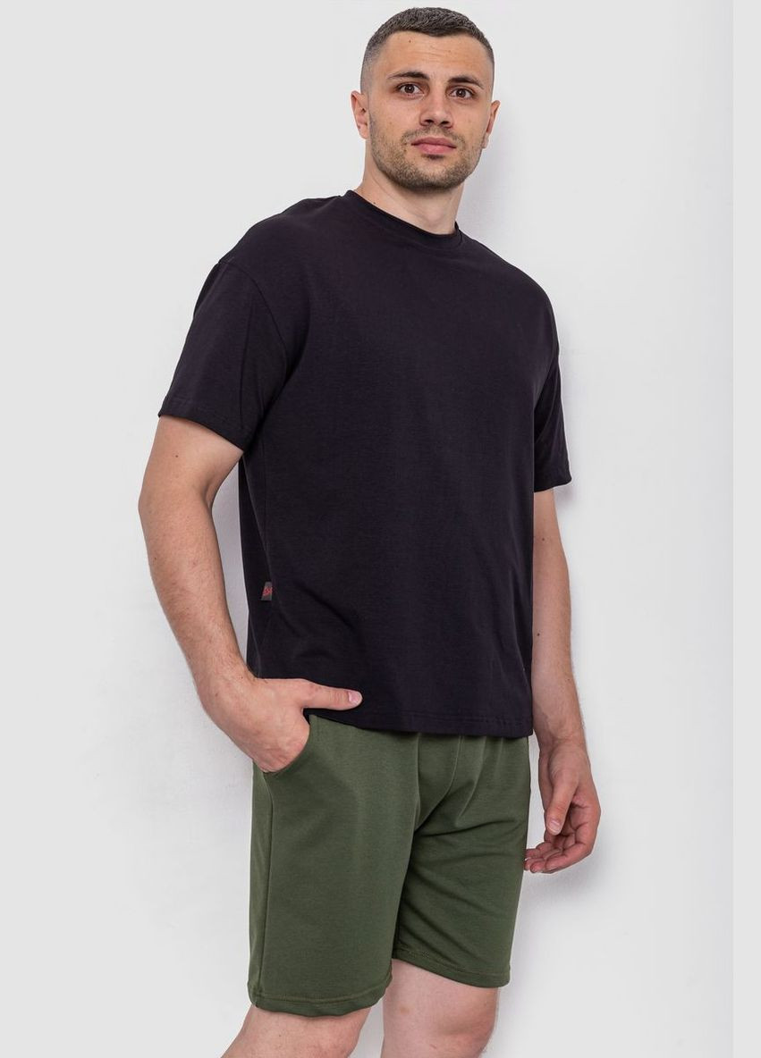 Чорна футболка чоловіча з принтом чорна oversize (sku_241r2004) з коротким рукавом No Brand