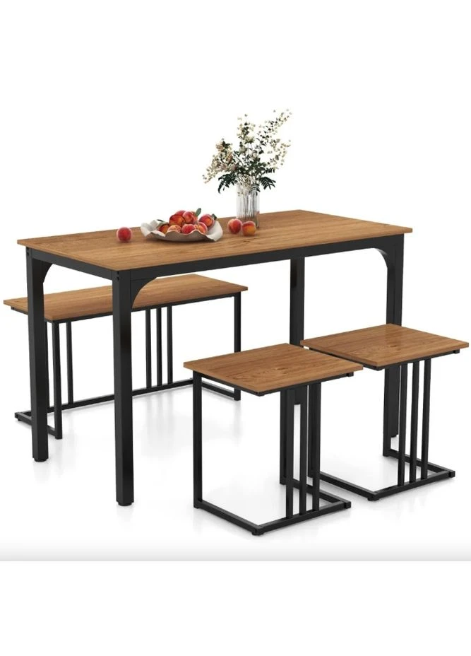 Комплект Decima обідній стіл зі стільцями в стилі Loft натуральний Costway (362028019)