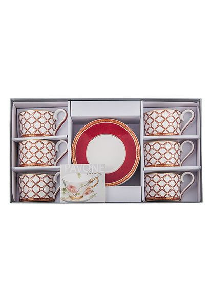 Чайный фарфоровый сервиз Элегантность 12 предметов 200 мл 1451465 Pavone (346534991)