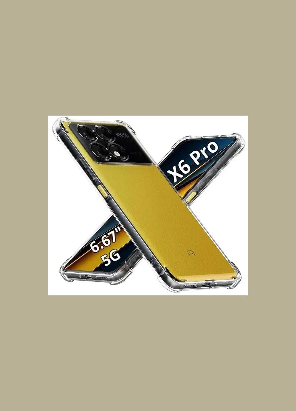 Протиударний чохол для Poco X6 Pro прозорий силіконовий Xiaomi (319156131)