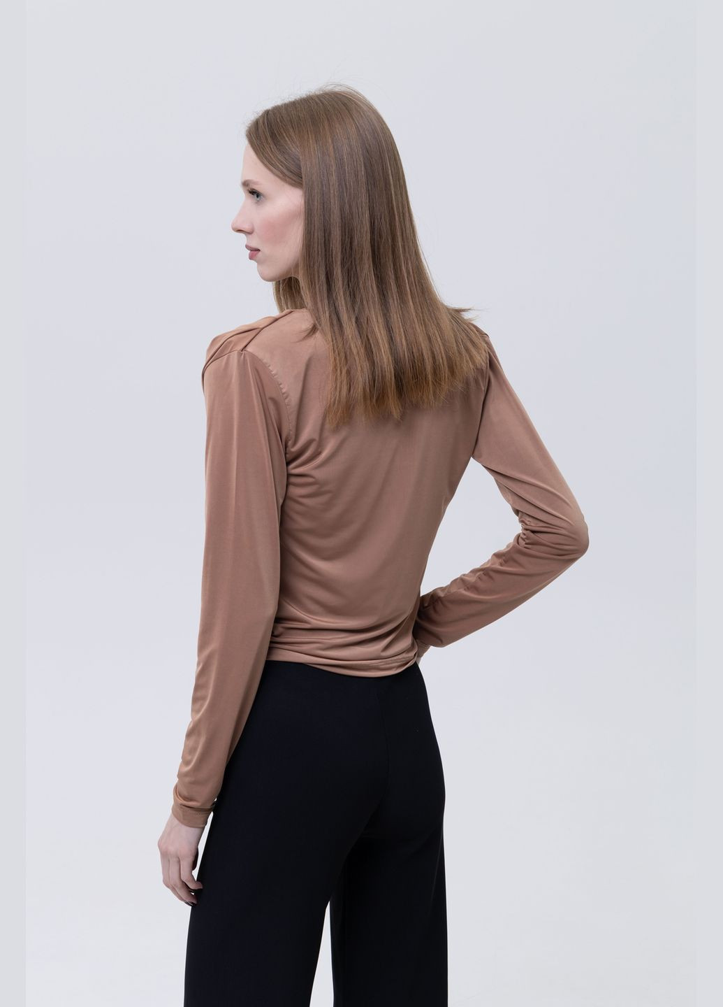 Бронзовая демисезонная женская блуза с длинным рукавом цвет бронзовый цб-00233759 TILLE