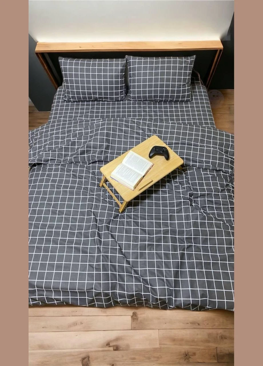 Постельное белье серая клетка полутораспальная, 150х215 см No Brand (298352540)