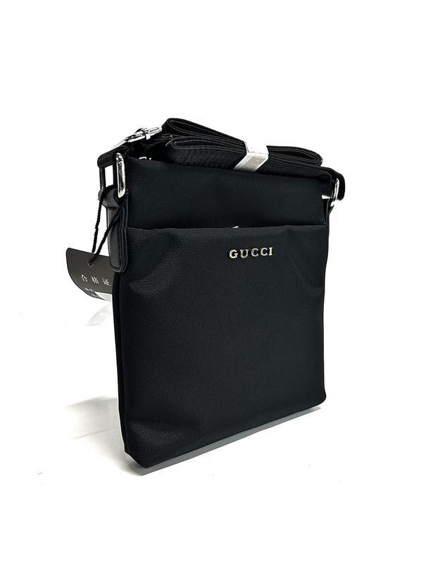 Чорна чоловіча текстильна маленька сумка через плече на довгому ремінці No Brand (292404342)