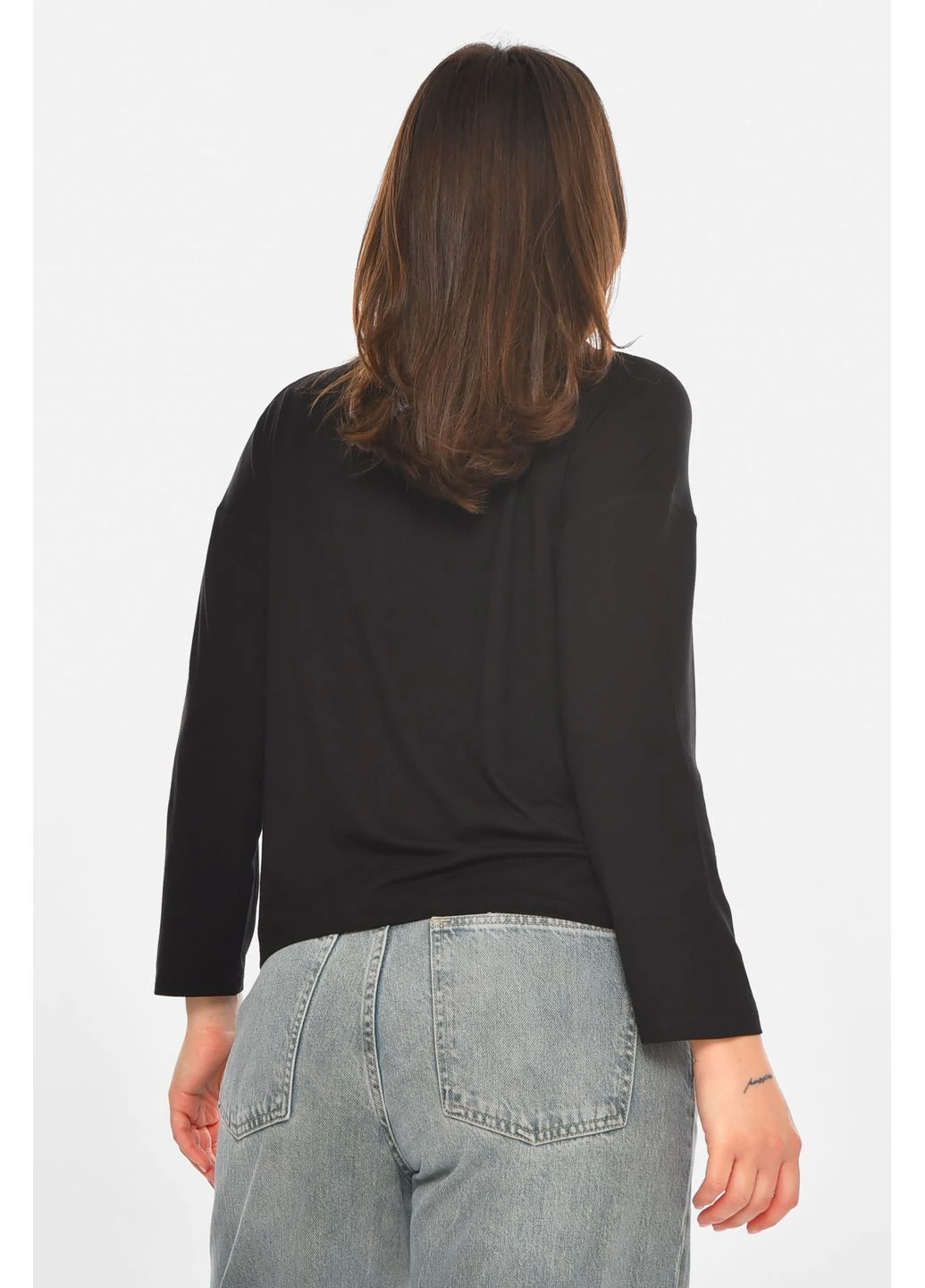 Кофта жіноча однотонна чорного кольору Let's Shop (391915513)