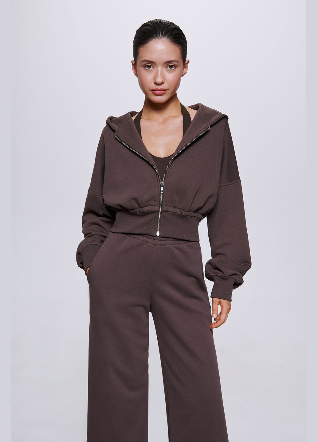 Худи укороченое Серый 705 Papaya (330578237)