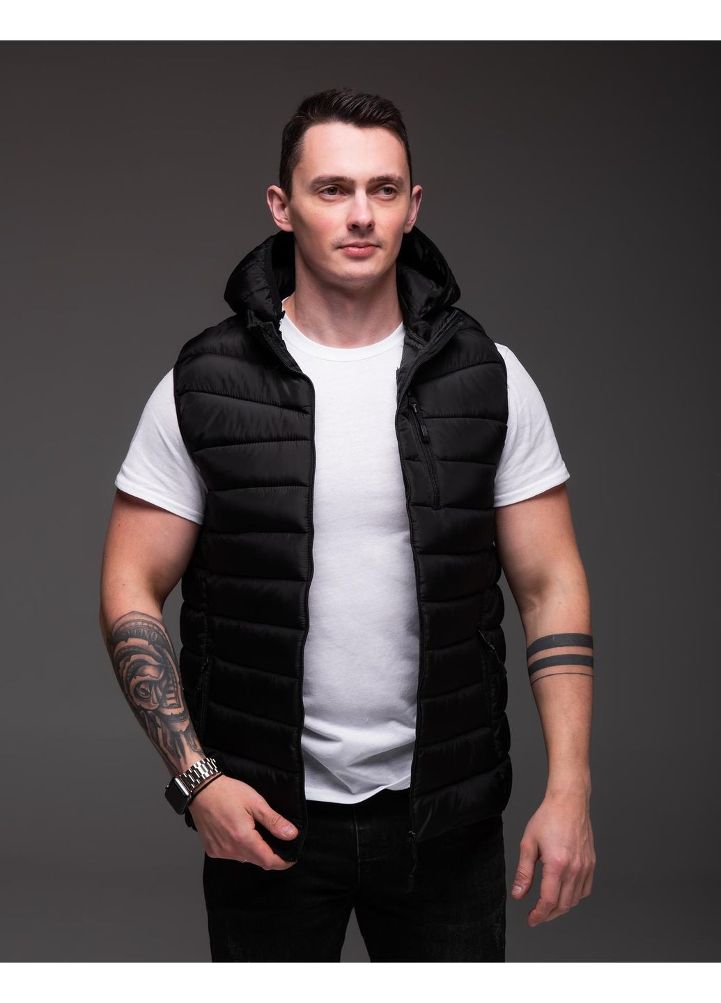 Жилет чоловічий утеплений з капюшоном No Brand (358058951)