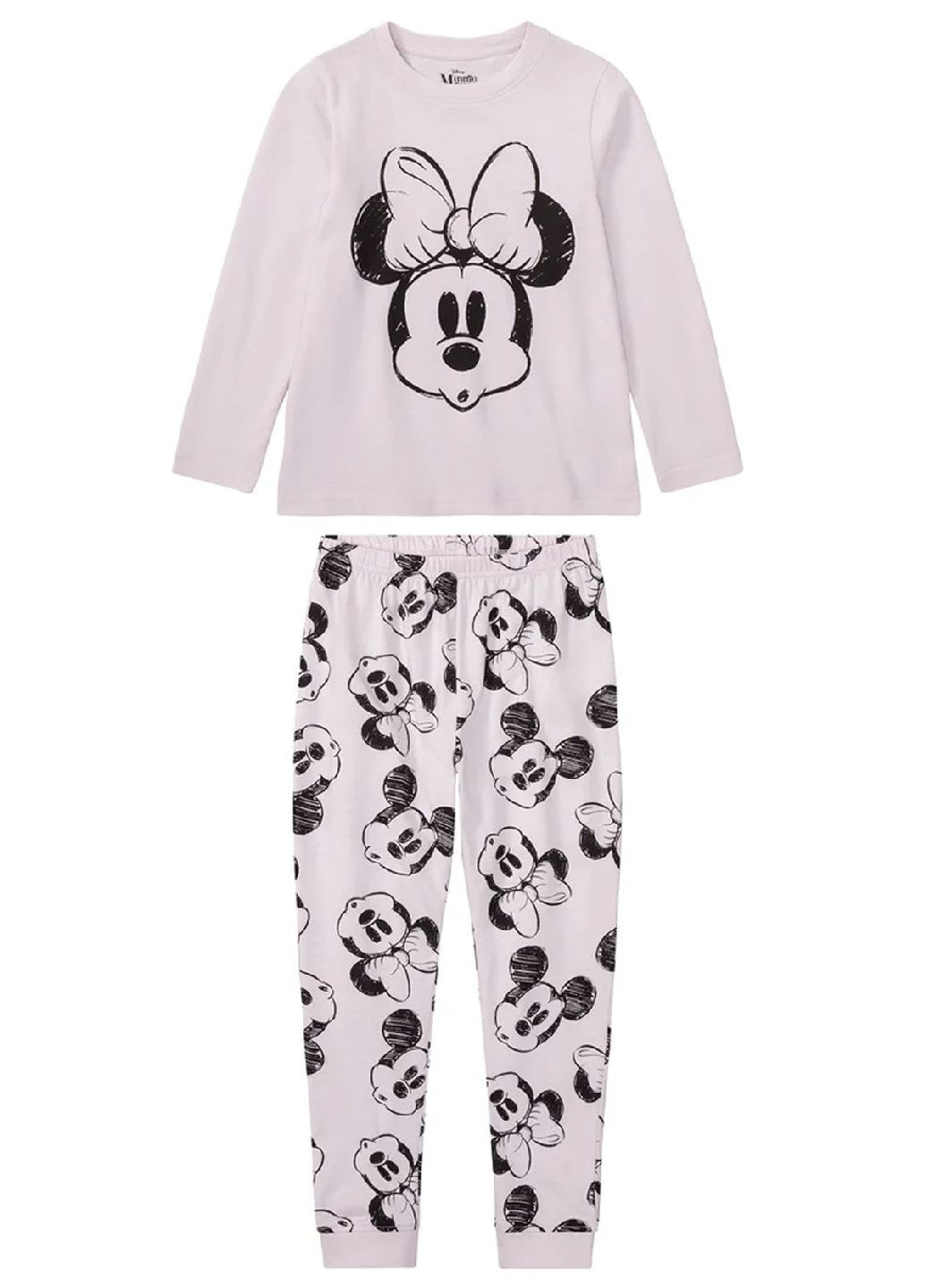 Светло-лиловая всесезон хлопковая пижама (лонгслив, брюки) лонгслив + брюки Disney