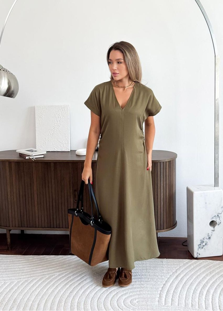 Оливковое кэжуал платье женское селеста Art Knit однотонное