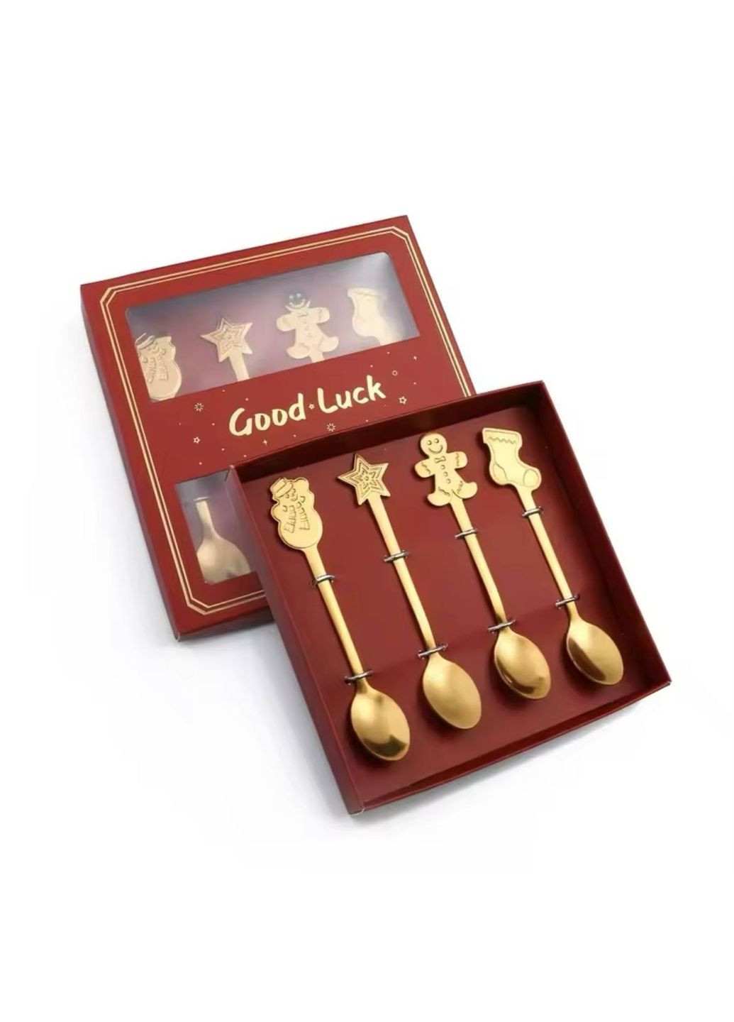 Набор чайных ложек новогодних Merry Christmas золотые 4 шт Мальва (307827177)