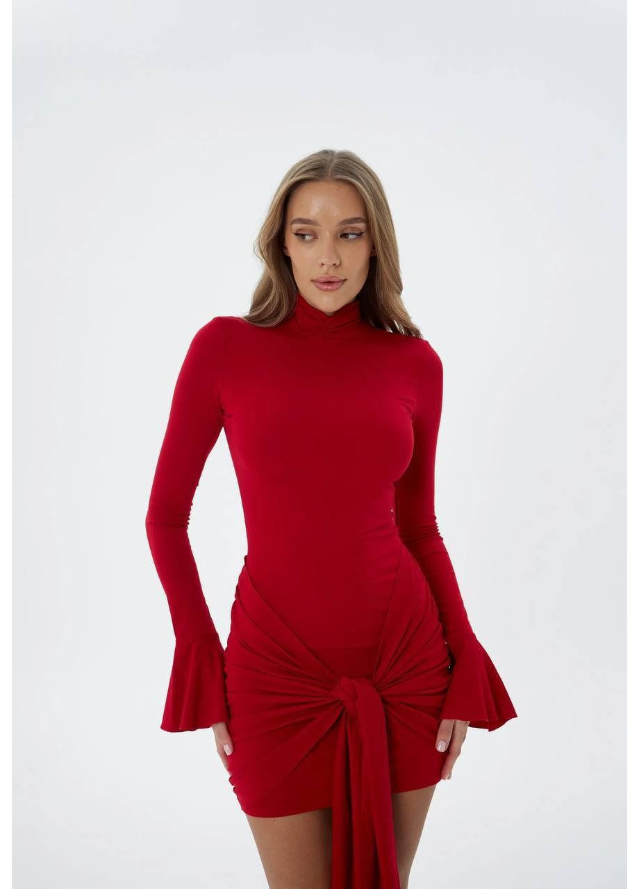 Червона коктейльна, повсякденний, вечірня, ділова, кежуал жіноча сукня силуетна No Brand однотонна