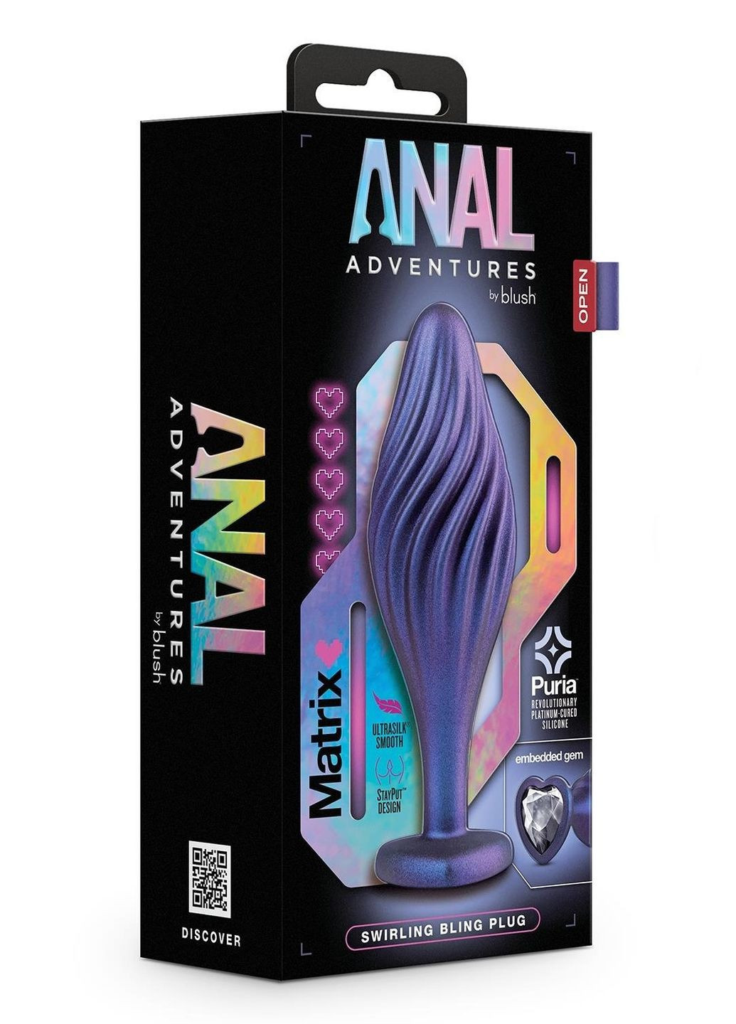 Текстурированная анальная пробка Anal Adventures Matrix украшена камнем, фиолетовая. Blush (328961214)