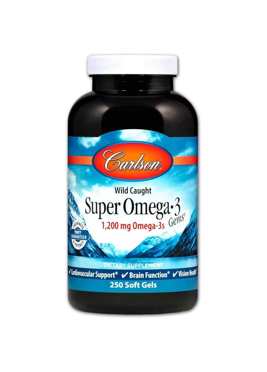 Риб'ячий жир, Super Omega-3, Carlson, 600 мг, 250 капсул Carlsson (369164610)
