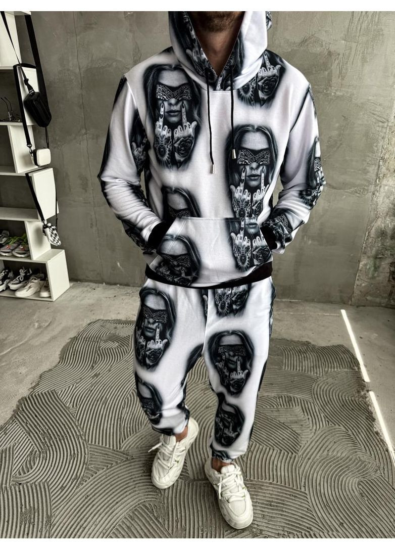 Чоловічий білий спортивний костюм з принтом No Brand (370965337)