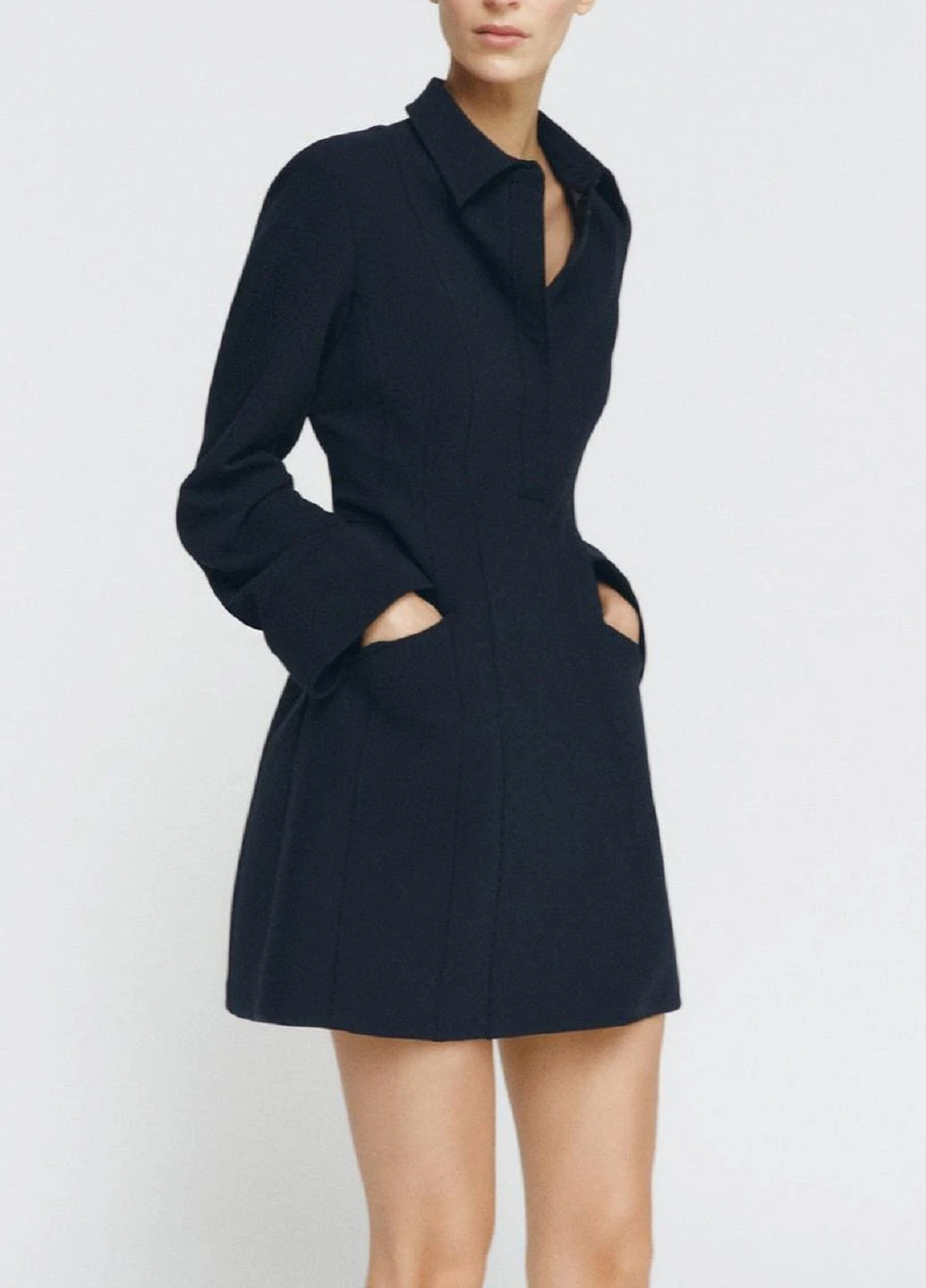Темно-синее платье Zara однотонное
