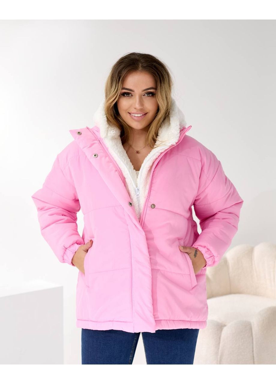 Рожева зимня куртка зима з тканинним капюшоном Nositi 4083-15w