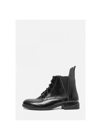 Осенние черные лаковые ботинки на низком ходу кожа/байка р. (255502) Vm-Villomi