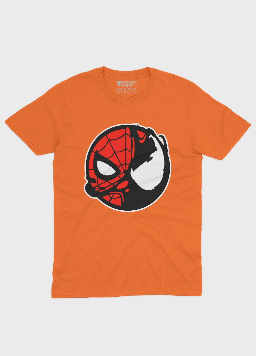 Оранжевая демисезонная футболка для девочки с принтом супергероя - человек-паук (ts001-1-ora-006-014-100-g) Modno