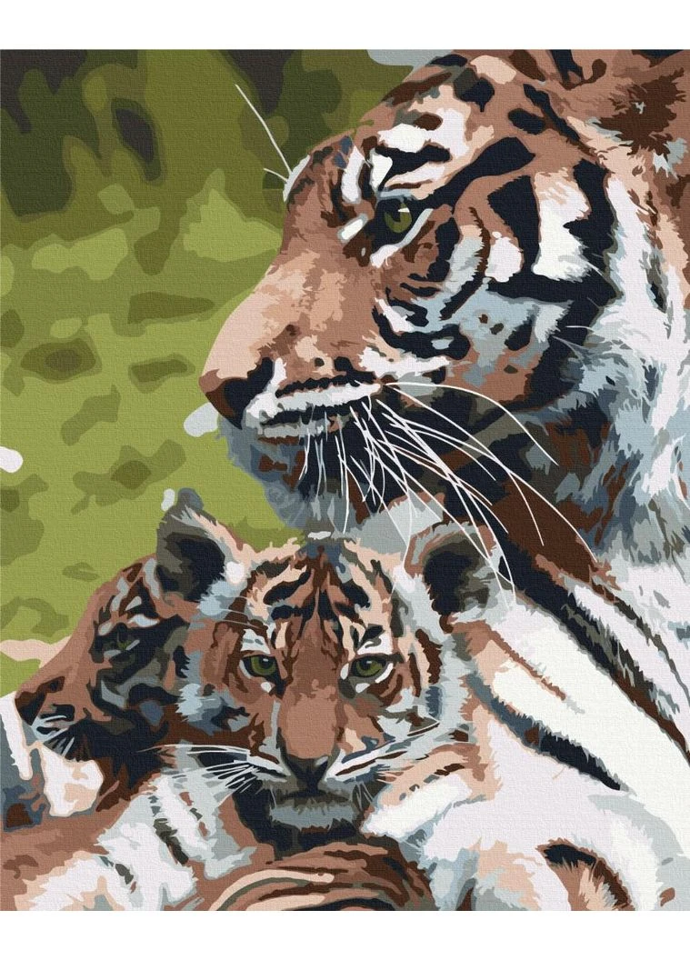 Премиум картина по номерам 40x50см "Семейство тигров" PBS52792 Brushme (379357465)