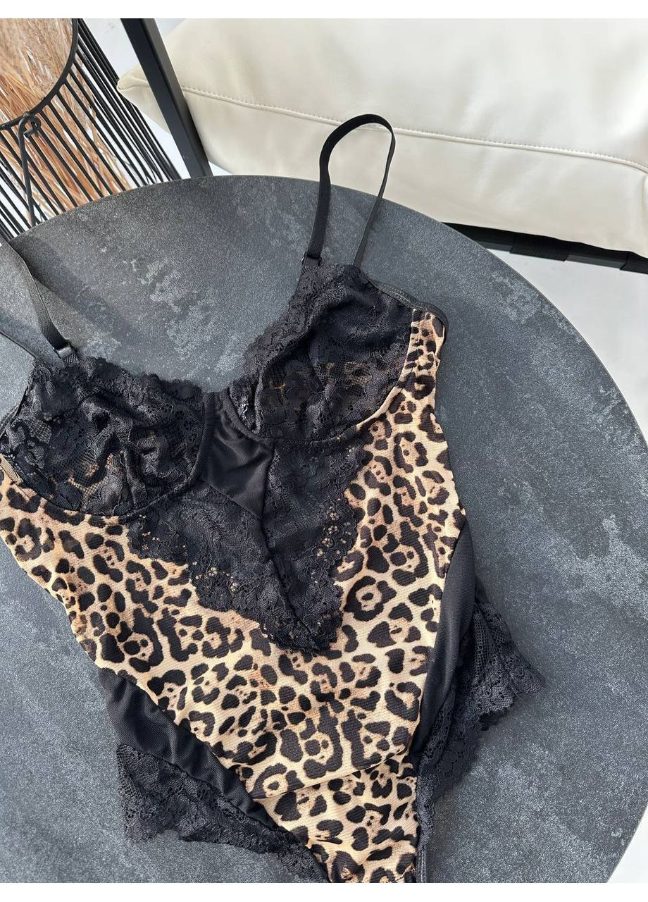 Боди леопардовое с мягкой чашечкой и регулируемыми бретелями Vital-Textile 283/14 (361853715)