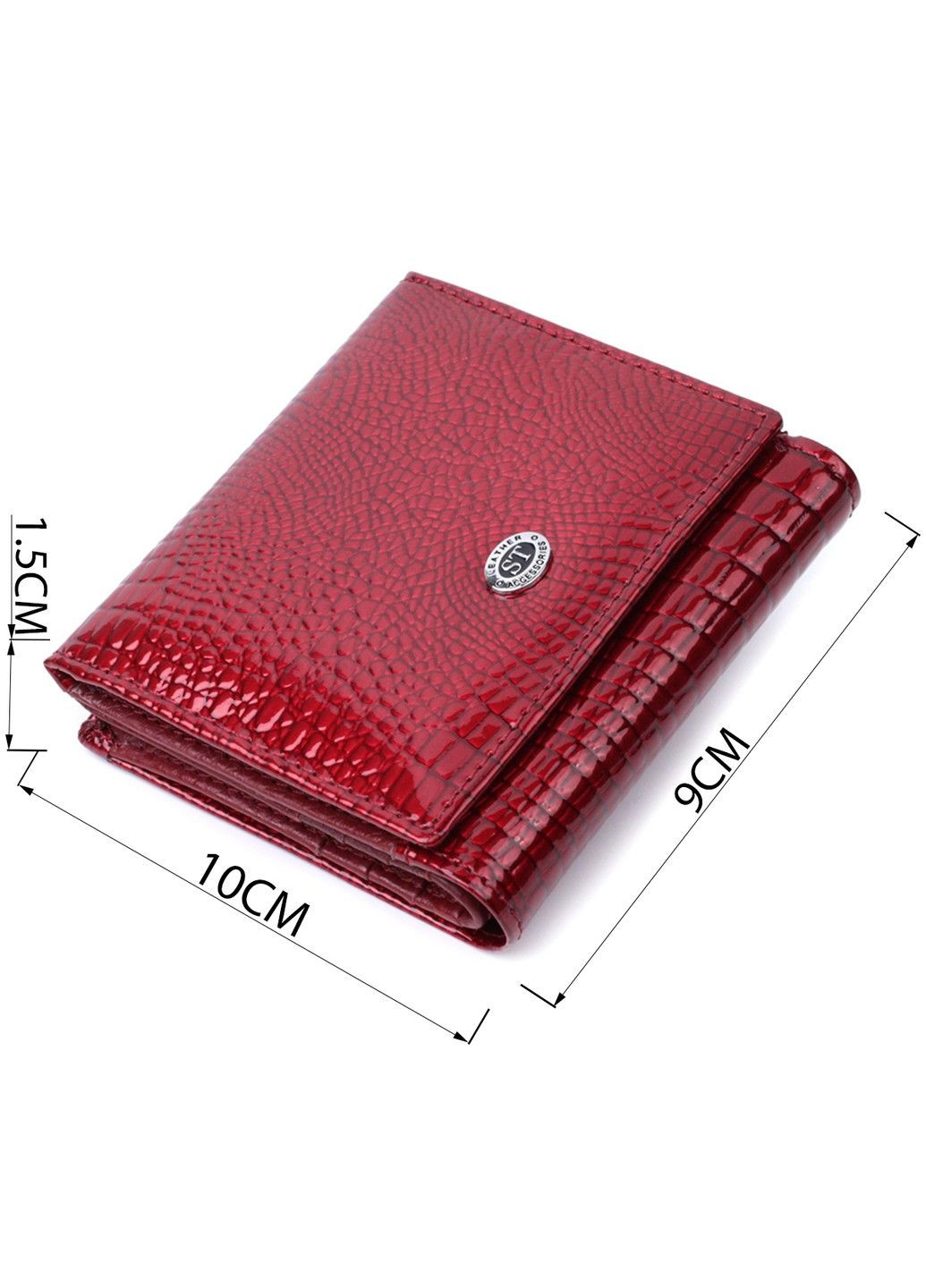 Компактний гаманець для жінок з натуральної шкіри лакованої 22687 Червоний st leather (298111840)